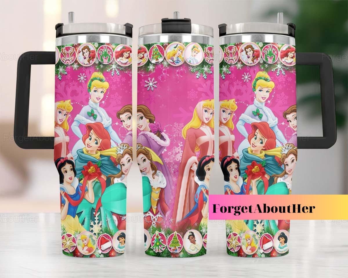 Christmas Disney Princesses Disney Cartoon Stanley Tumbler With Handle Personalized Name St4521
