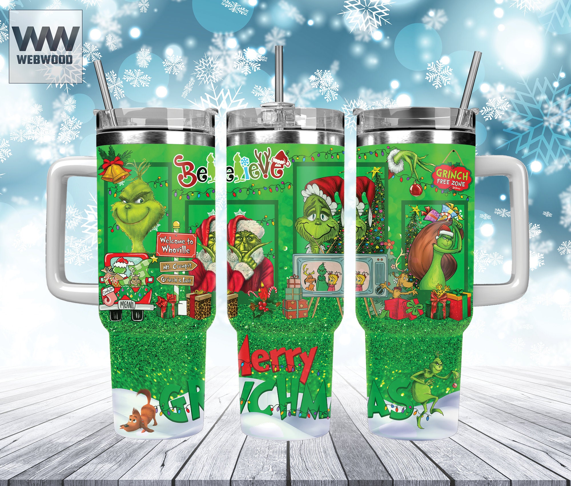 Christmas Grinch Movies Stanley Tumbler With Handle Personalized Name St9267