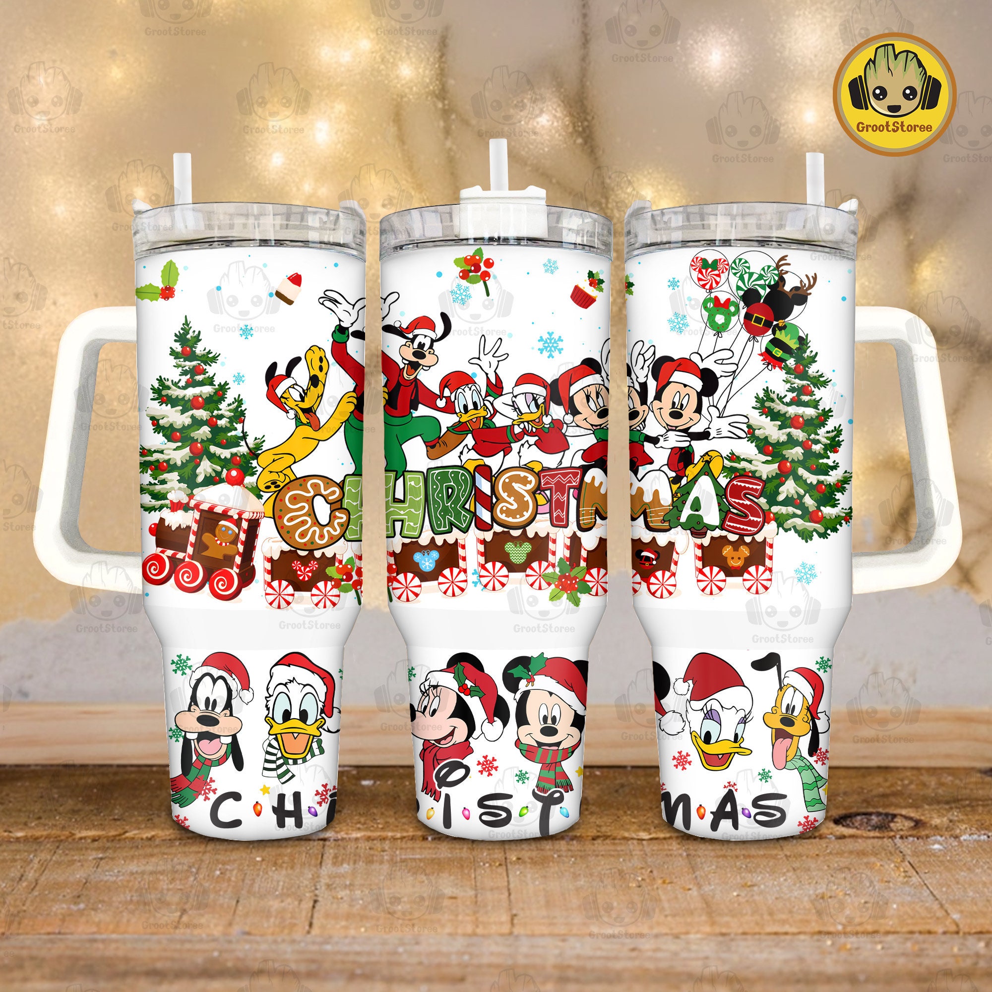 Christmas Mickey and friends Disney Cartoon Stanley Tumbler With Handle Personalized Name St6781