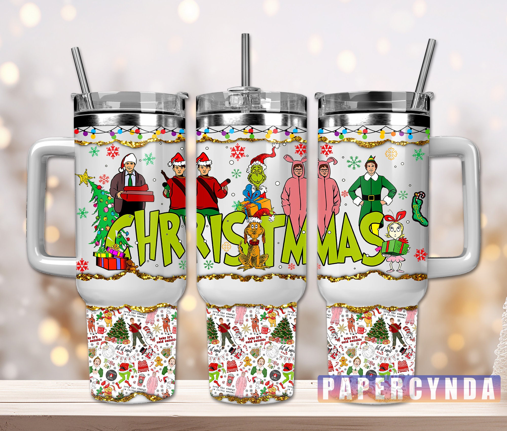 Christmas Movie Characters Stanley Tumbler With Handle Personalized Name St8424