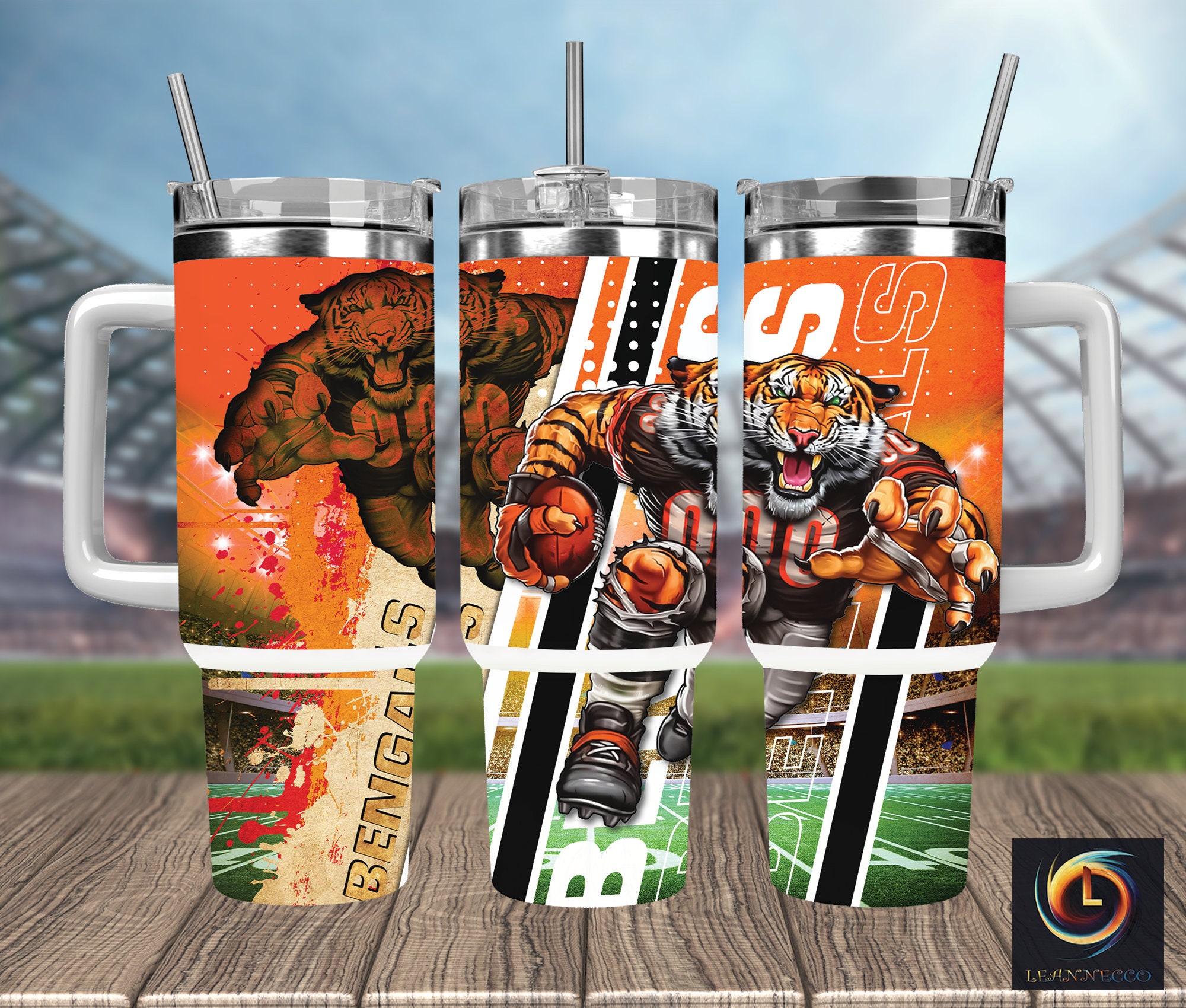 Cincinnati Bengals NFL Mascot Stanley Tumbler With Handle Personalized Name St7216