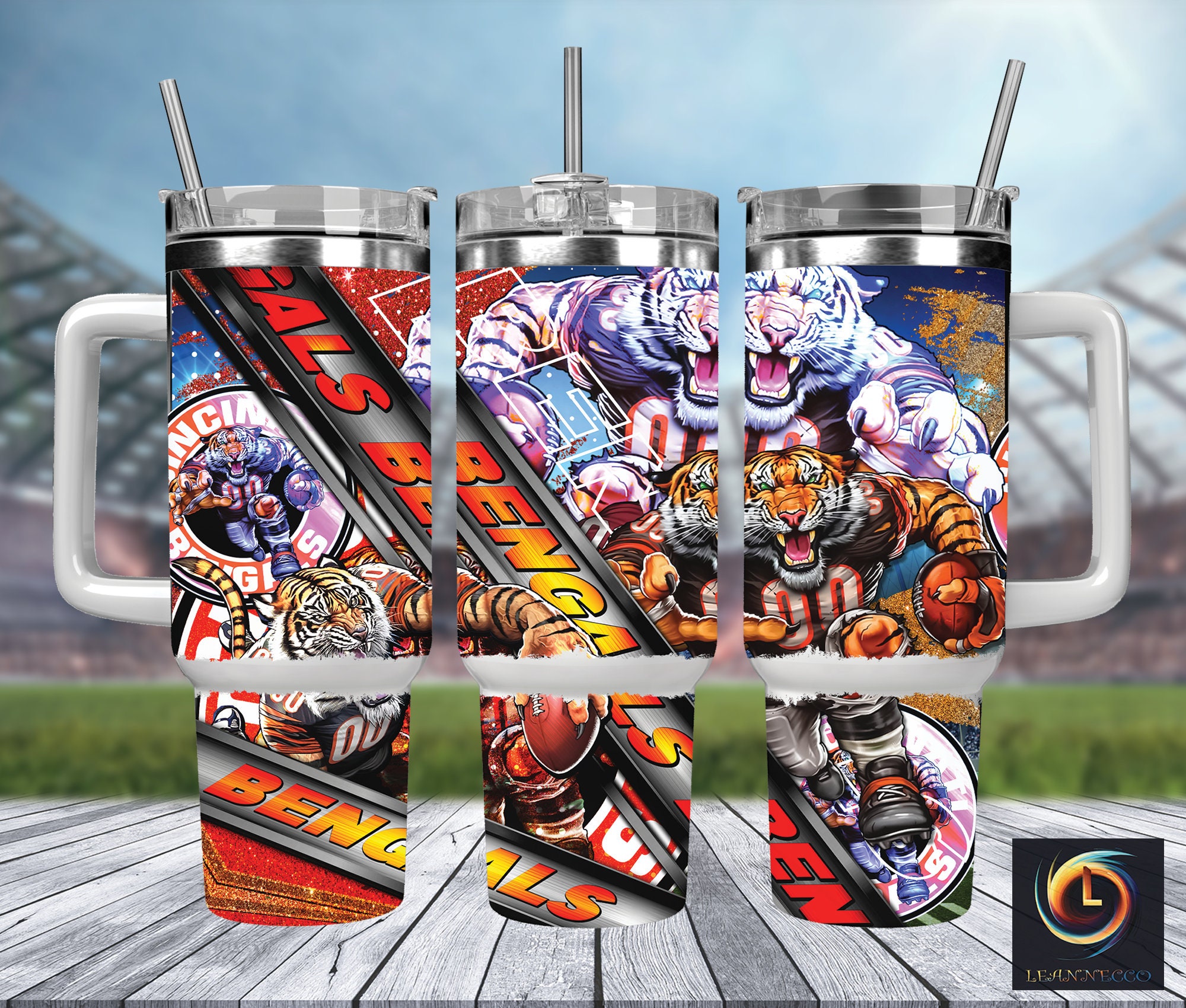 Cincinnati Bengals NFL Mascot Stanley Tumbler With Handle Personalized Name St7281