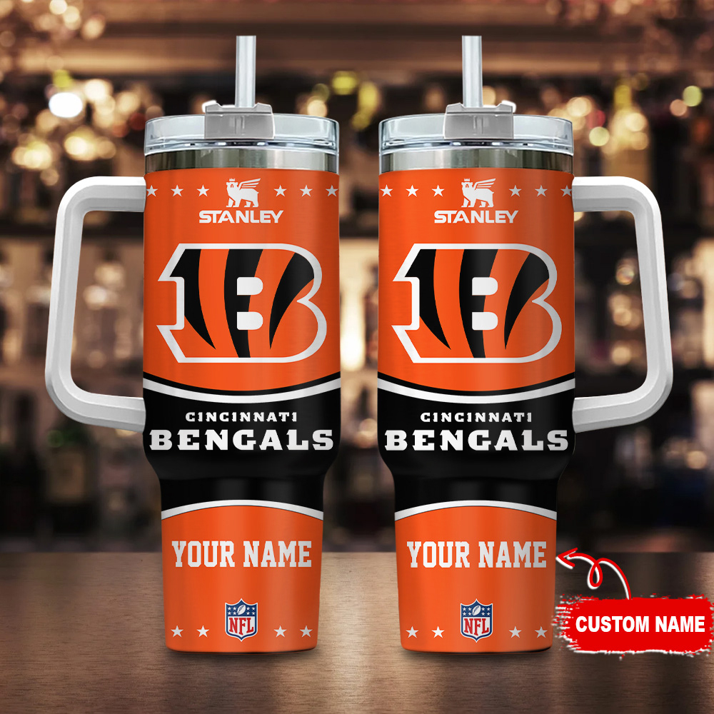 Cincinnati Bengals NFL Stanley Tumbler With Handle Personalized Name St6044