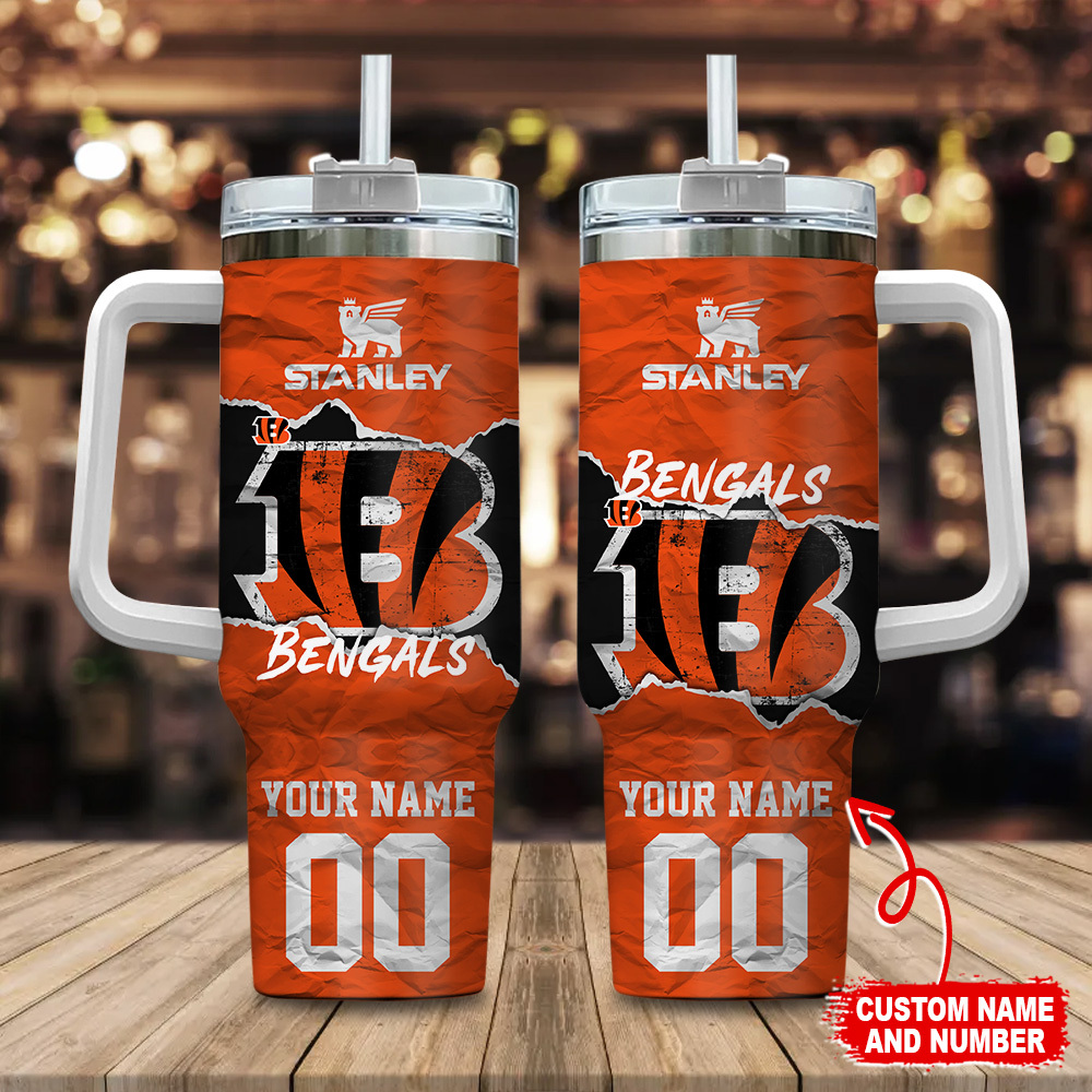 Cincinnati Bengals NFL Stanley Tumbler With Handle Personalized Name St6157
