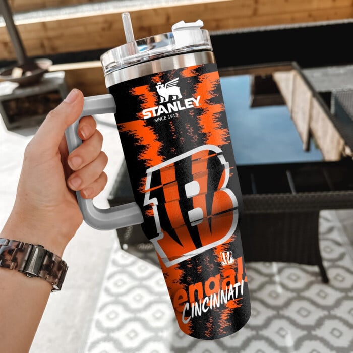 Cincinnati Bengals NFL Stanley Tumbler With Handle Personalized Name St8995