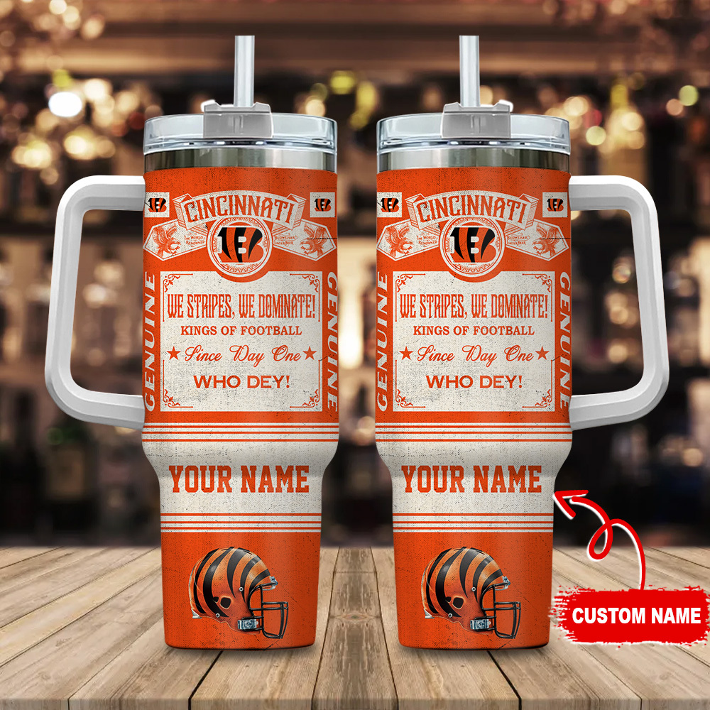 Cincinnati Bengals NFL Vintage Kings Of Football Stanley Tumbler With Handle Personalized Name St5014