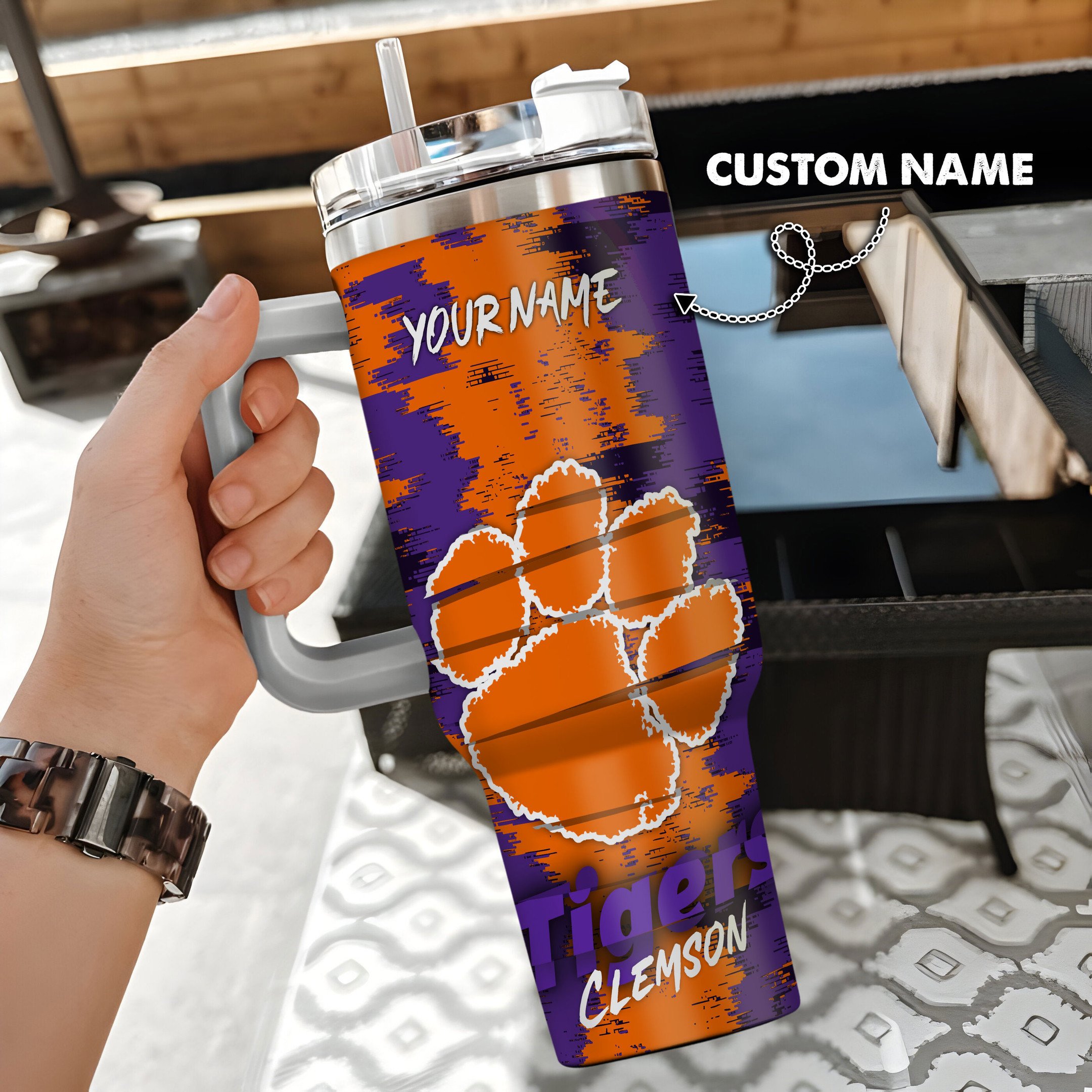 Clemson Tigers Stanley Tumbler Personalized Name St9222