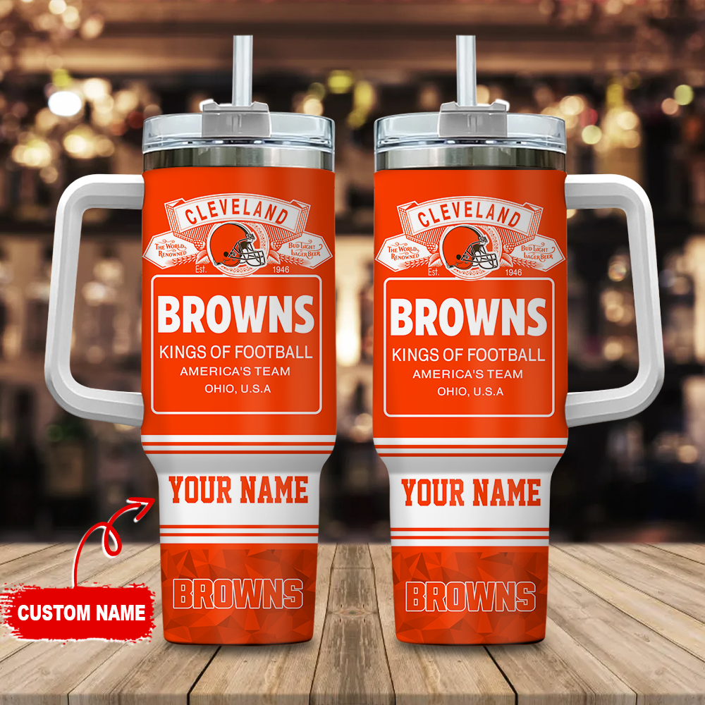 Cleveland Browns NFL Bud Light Stanley Tumbler With Handle Personalized Name St1758