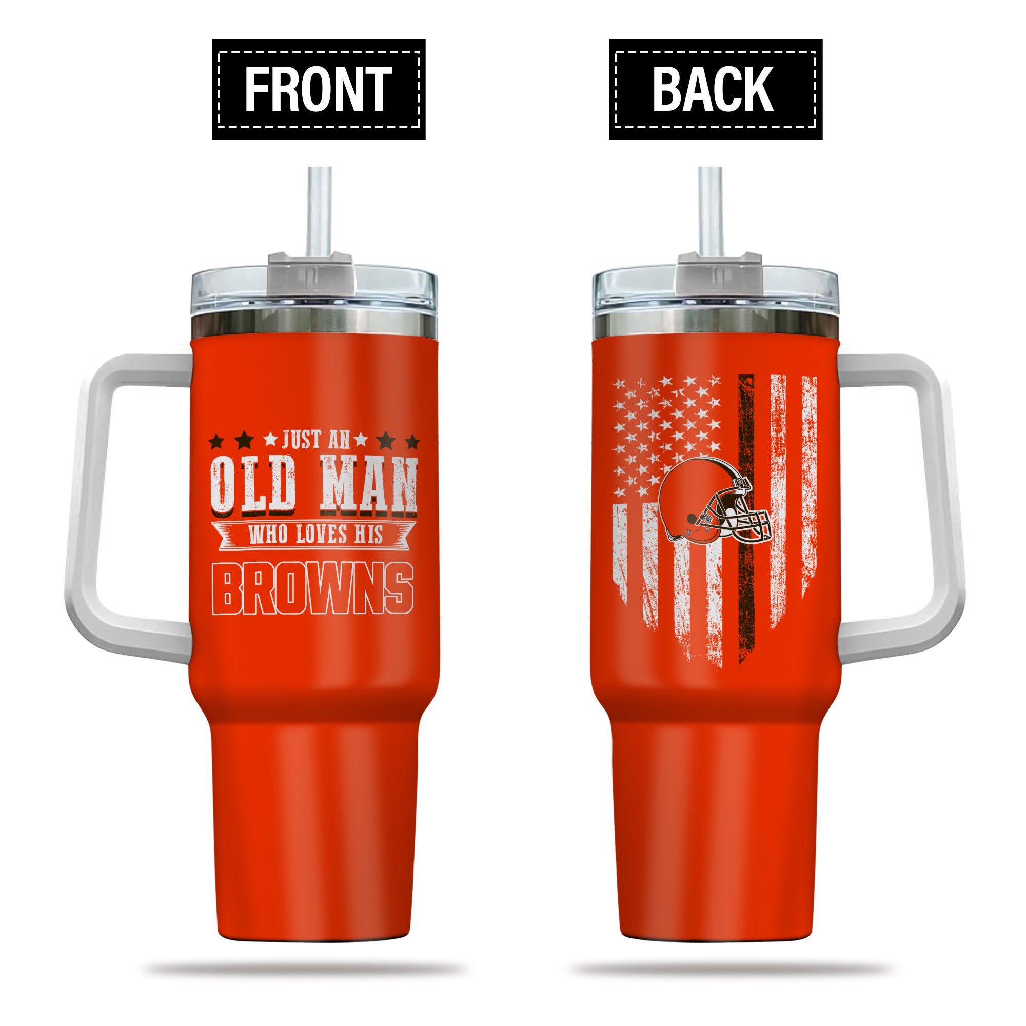 Cleveland Browns NFL Stanley Tumbler With Handle Personalized Name St2290