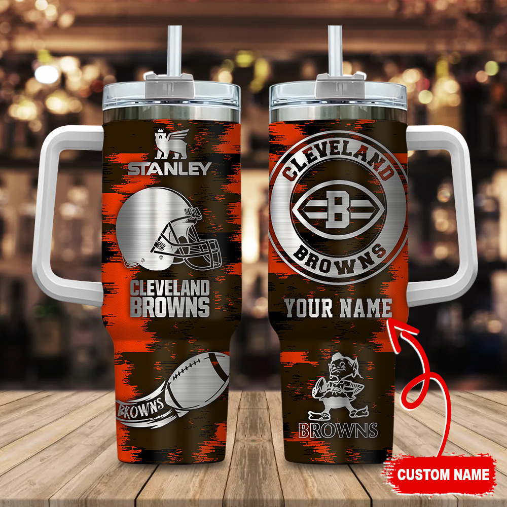 Cleveland Browns NFL Stanley Tumbler With Handle Personalized Name St2333