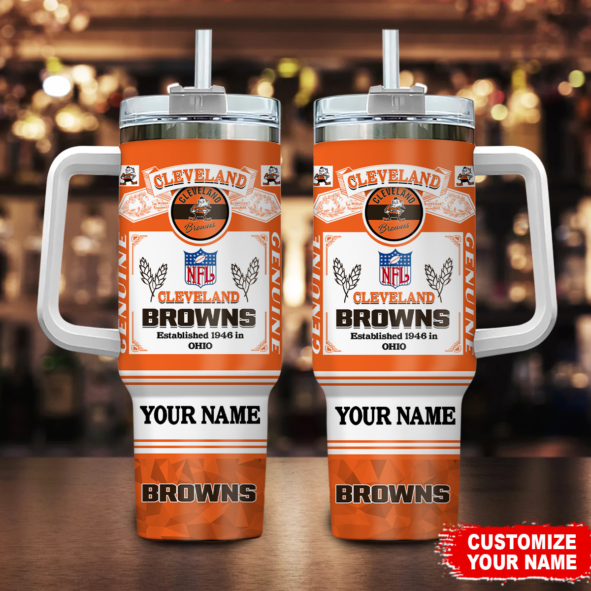 Cleveland Browns NFL Super Bowl Champs Pride Stanley Tumbler With Handle Personalized Name St6995
