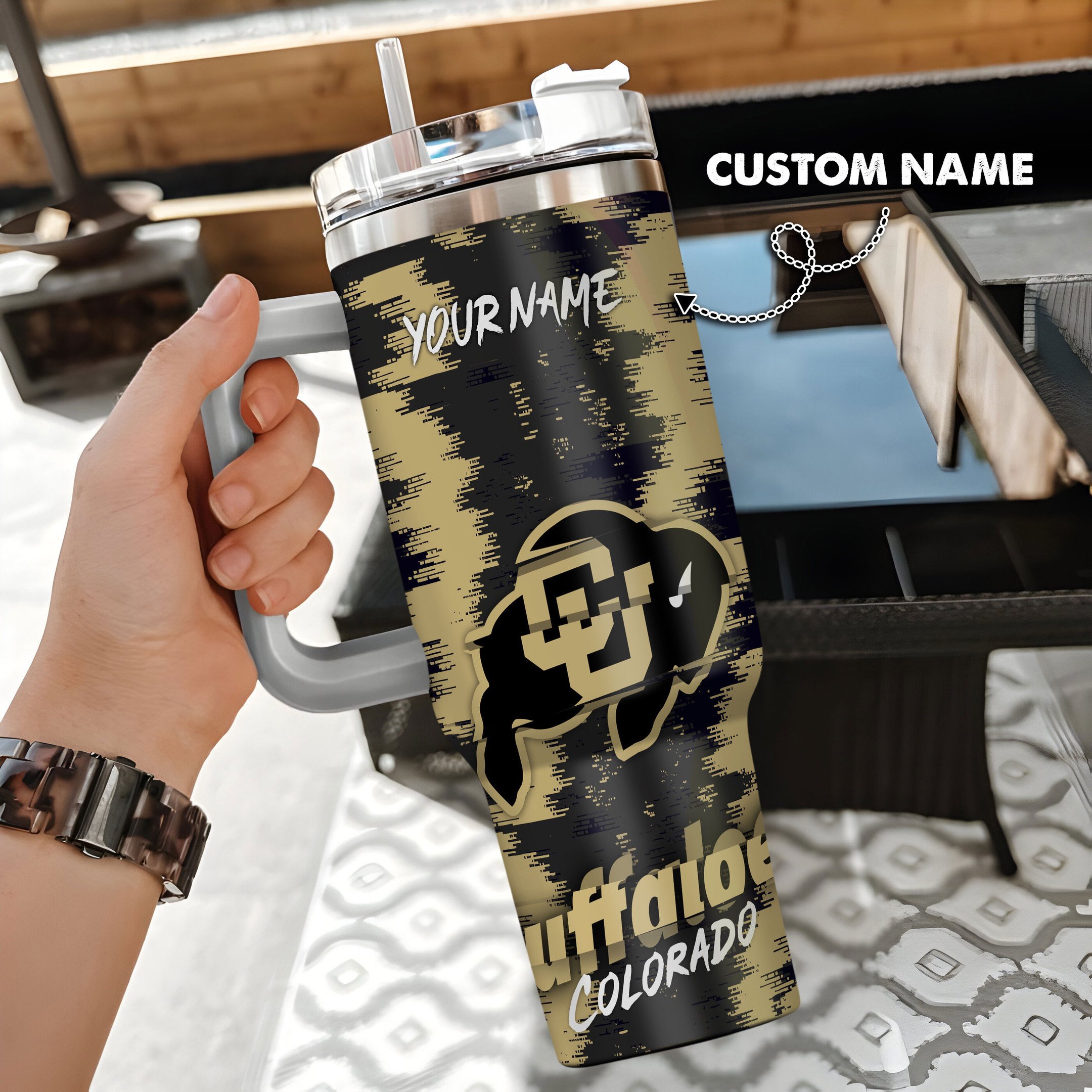 Colorado Buffaloes Stanley Tumbler Personalized Name St3061