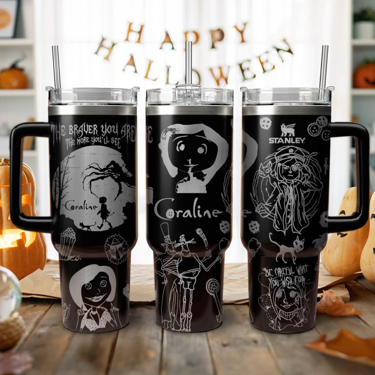 Coraline Cartoon Stanley Tumbler With Handle Personalized Name St1427