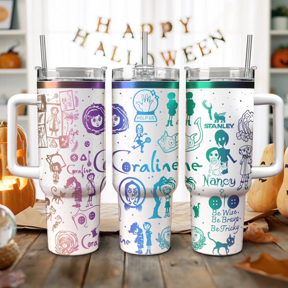Coraline Cartoon Stanley Tumbler With Handle Personalized Name St4426