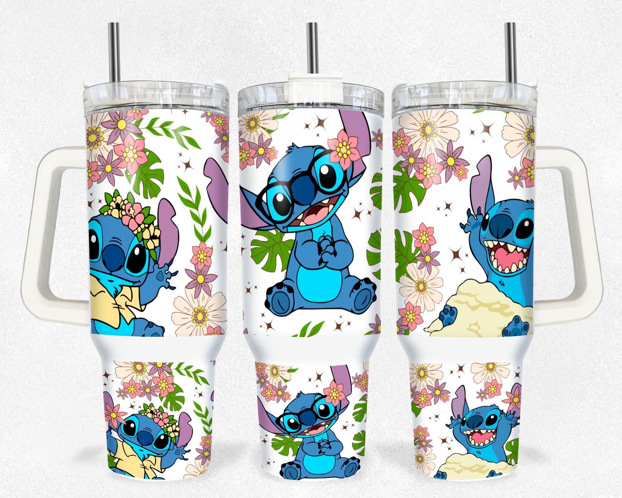 Cute Stitch Disney Cartoon Stanley Tumbler With Handle Personalized Name St1848