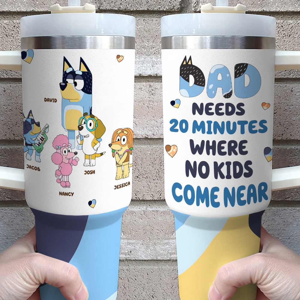 Dad Bluey Cartoon Stanley Tumbler With Handle Personalized Name St5111