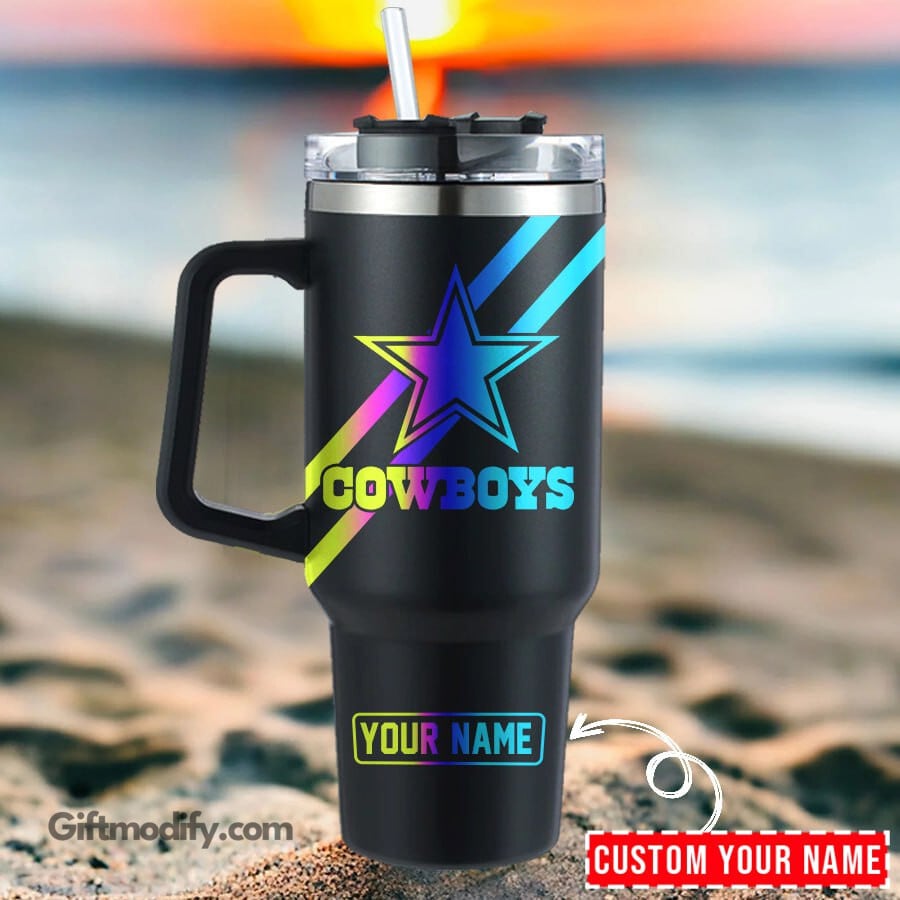 Dallas Cowboys NFL Hologram Logo Stanley Tumbler With Handle Personalized Name St4663