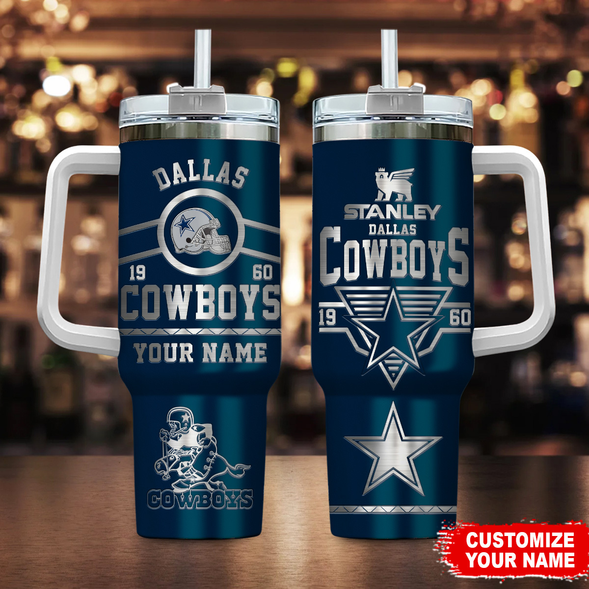 Dallas Cowboys NFL Stanley Tumbler With Handle Personalized Name St1844