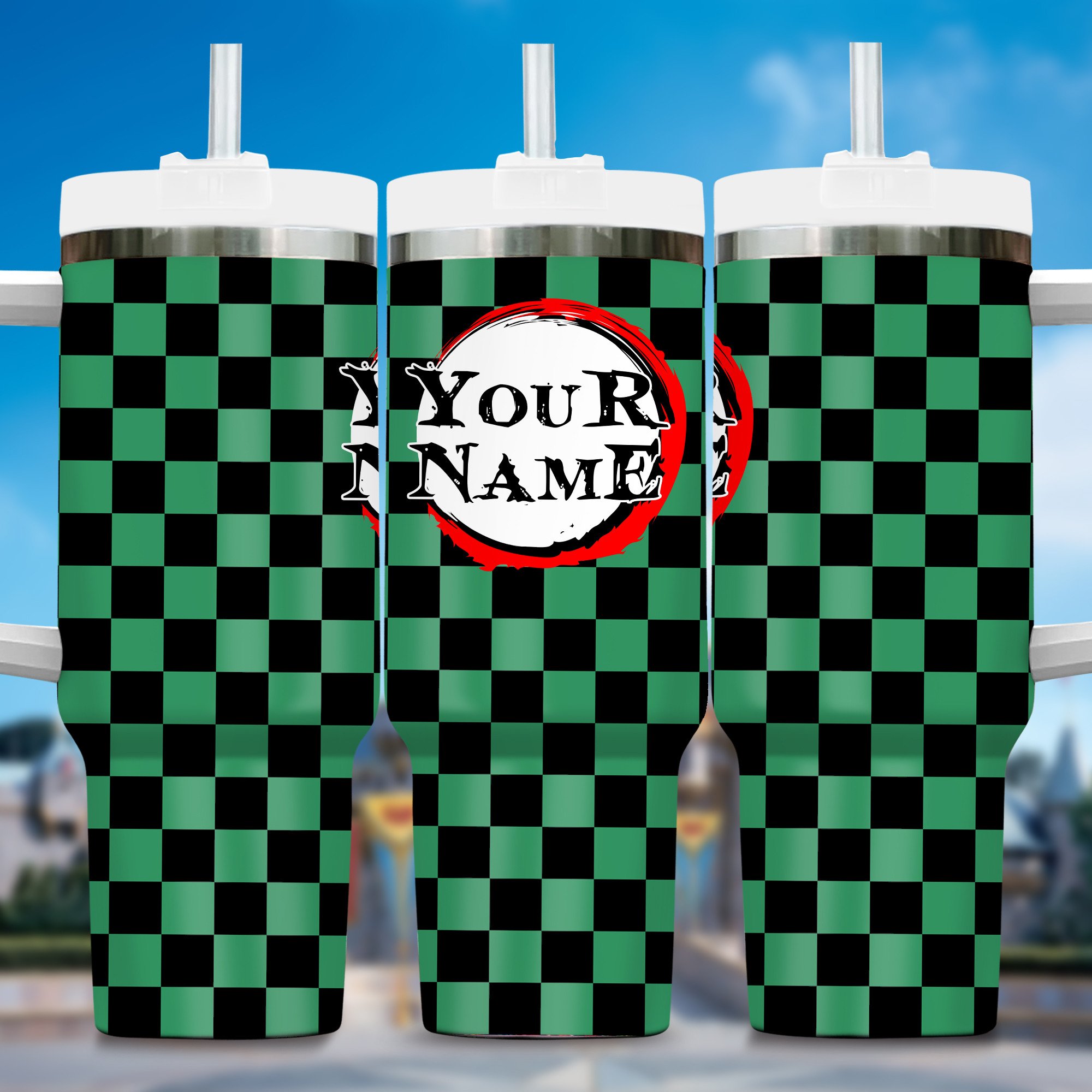 Demon Slayer Anime Stanley Tumbler With Handle Personalized Name St4544