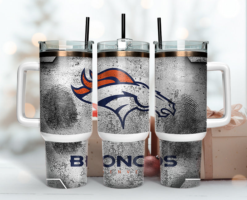 Denver Broncos NFL Fingerprint Effect Stanley Tumbler With Handle Personalized Name St5490