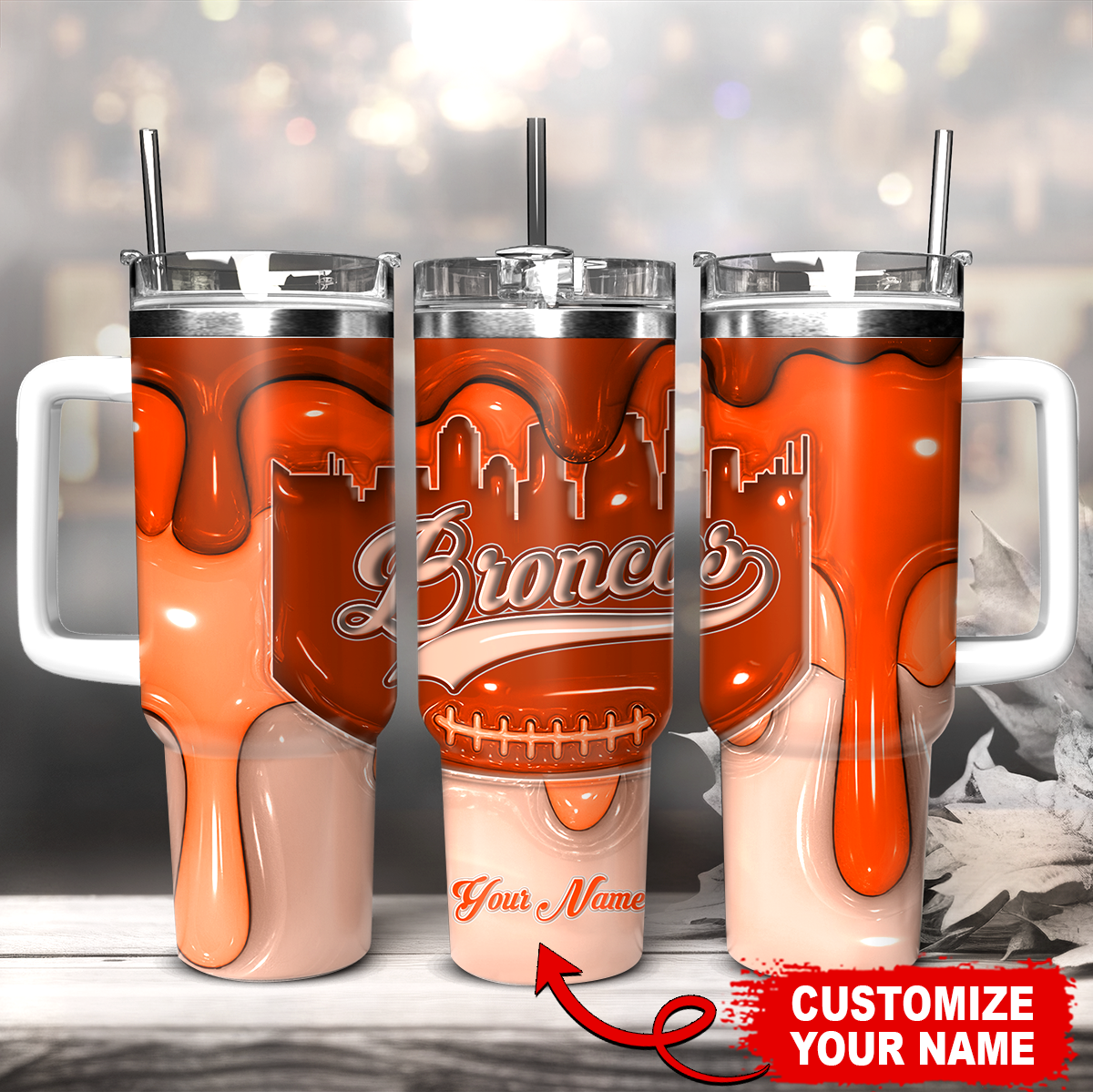 Denver Broncos NFL Stanley Tumbler With Handle Personalized Name St2043