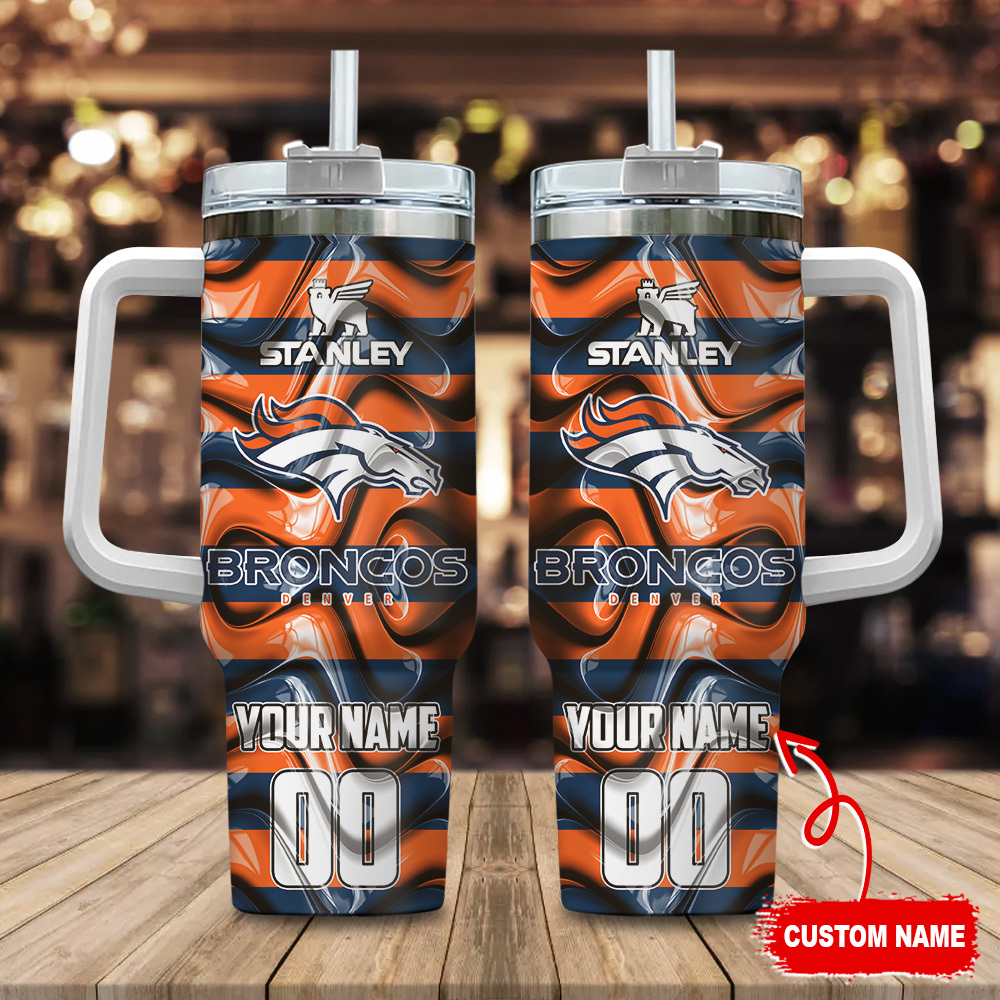 Denver Broncos NFL Stanley Tumbler With Handle Personalized Name St2436