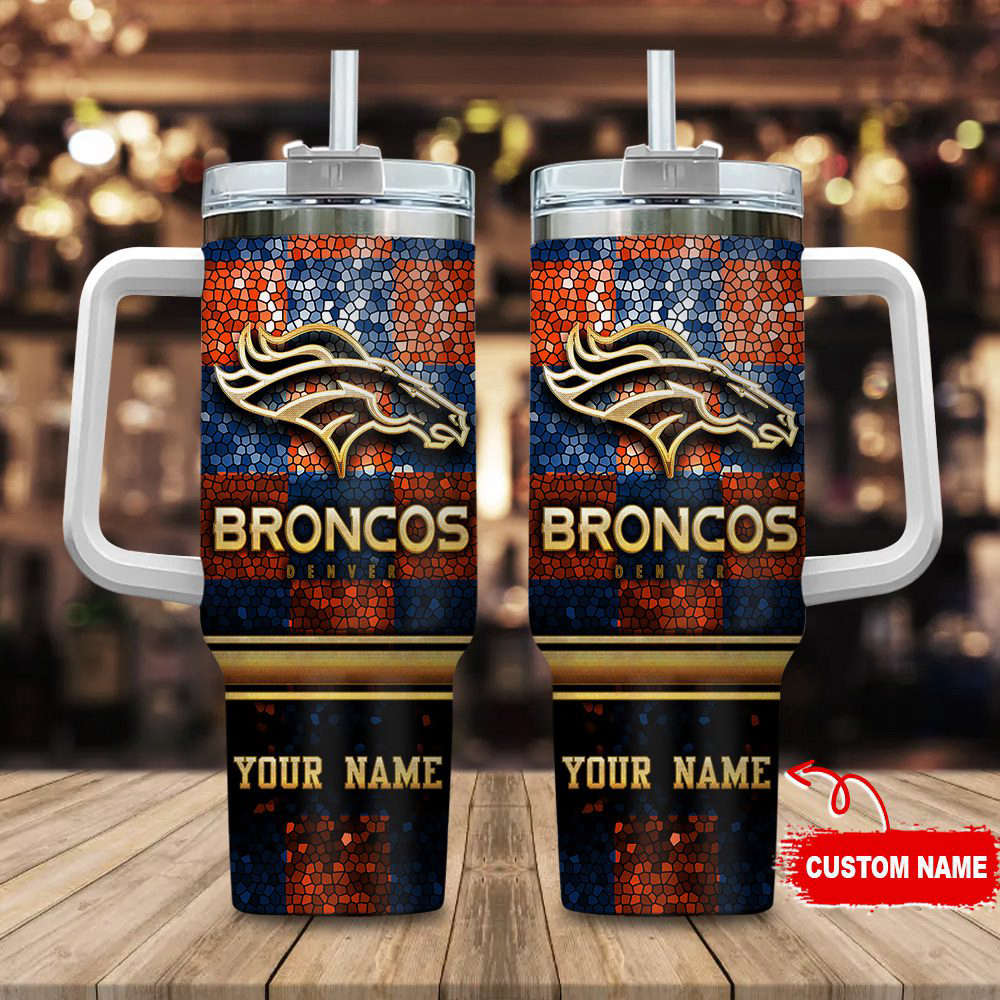 Denver Broncos NFL Stanley Tumbler With Handle Personalized Name St2598