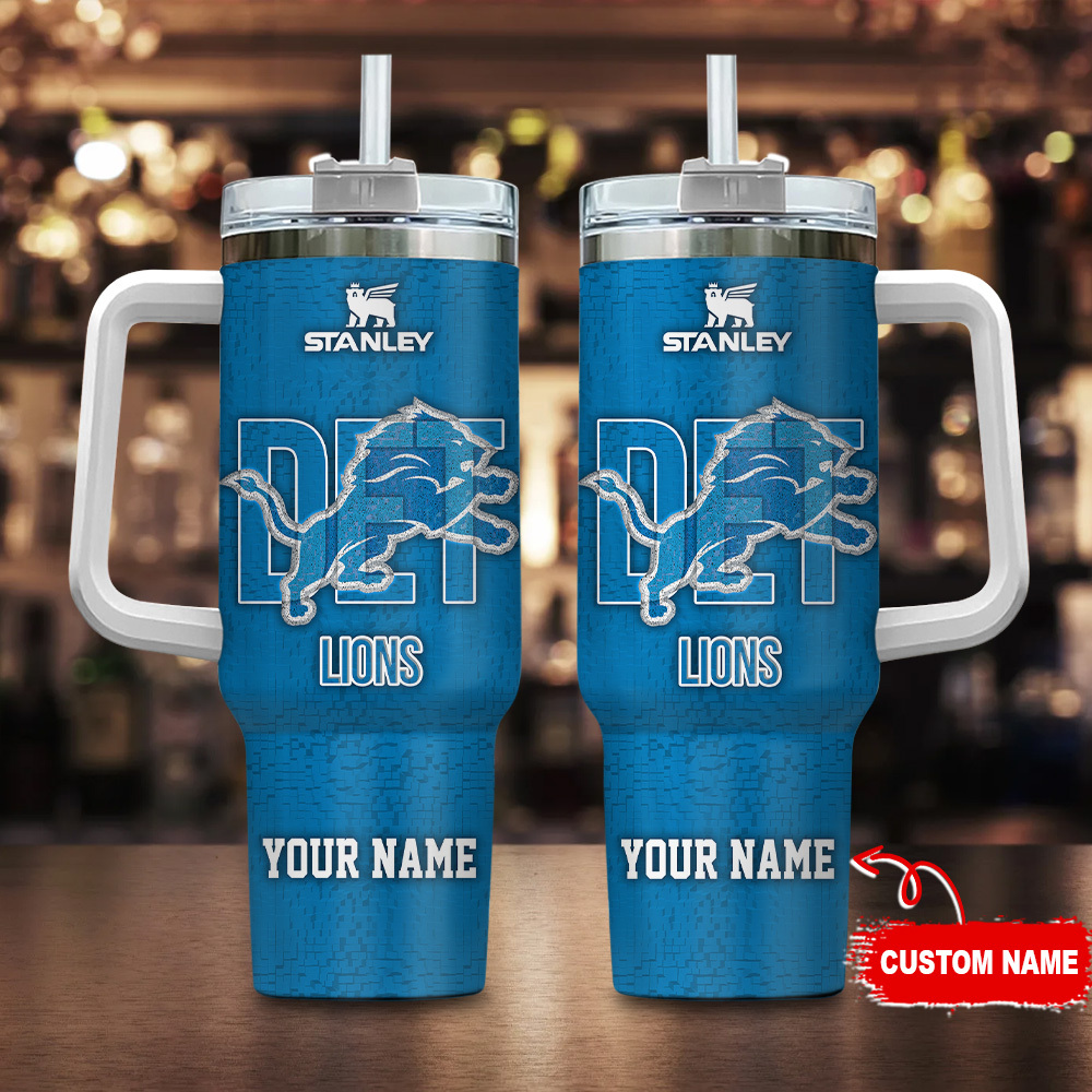 Detroit Lions NFL 3D Logo Stanley Tumbler With Handle Personalized Name St4176