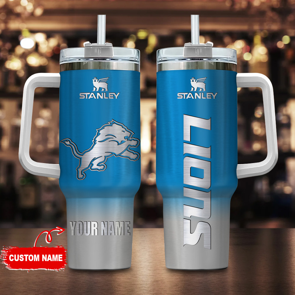 Detroit Lions NFL Stanley Tumbler With Handle Personalized Name St3219