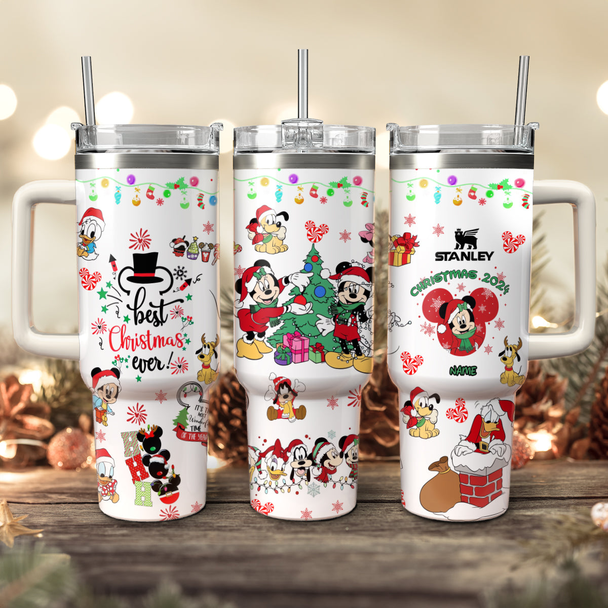 Disney Characters Cartoon Christmas Stanley Tumbler With Handle Personalized Name St5246
