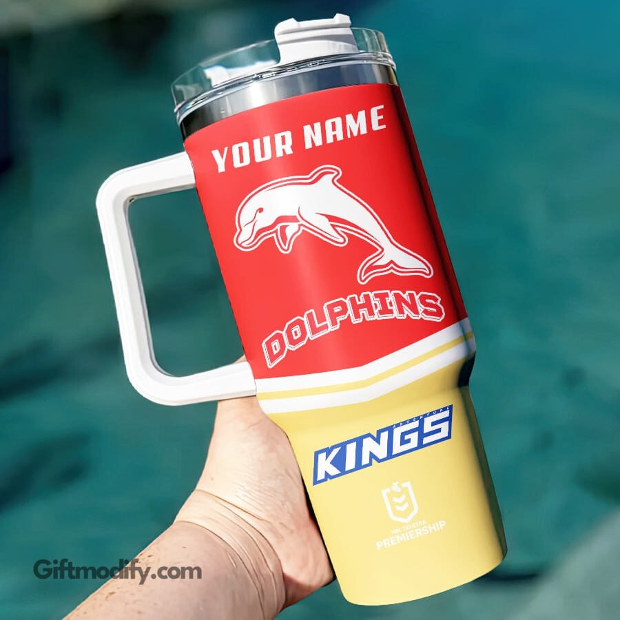 Dolphins NRL Stanley Tumbler With Handle Personalized Name St6958