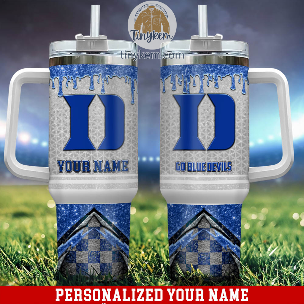 Duke Blue Devils Glitter NCAA Stanley Tumbler With Handle Personalized Name St5239