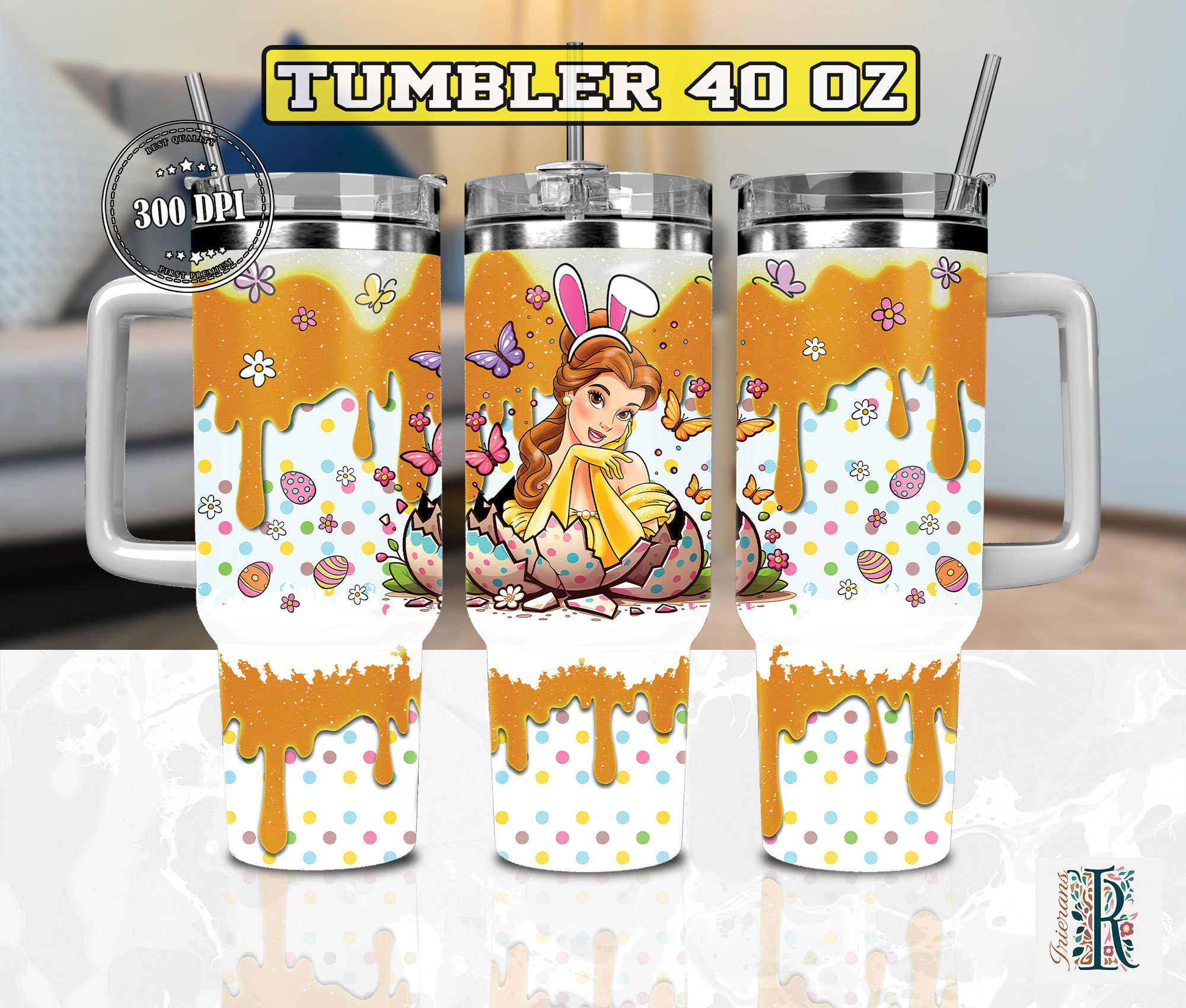 Easter Belle Beauty And The Beast Disney Cartoon Stanley Tumbler With Handle Personalized Name St5761