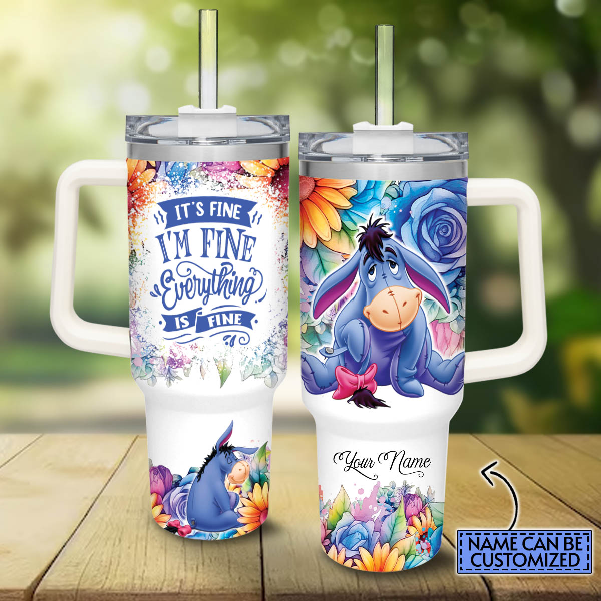 Eeyore Winnie the Pooh Cartoon Stanley Tumbler With Handle Personalized Name St8640