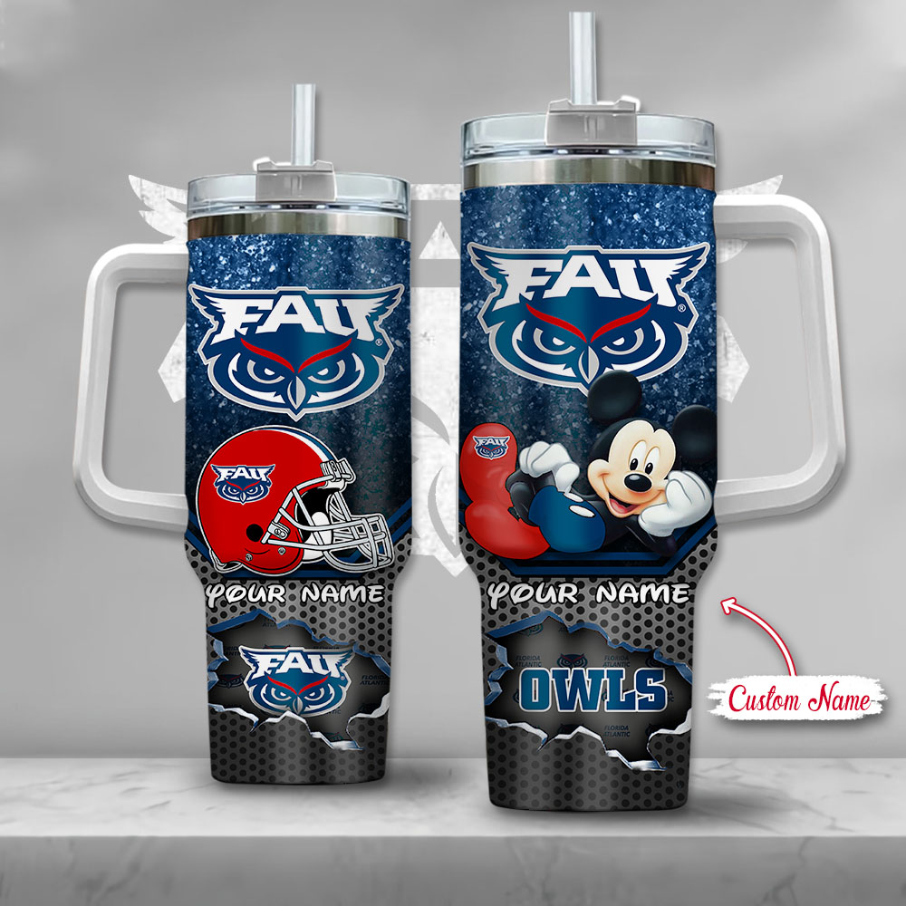 Florida Atlantic Owls NCAA Mickey Mouse Stanley Tumbler With Handle Personalized Name St9715