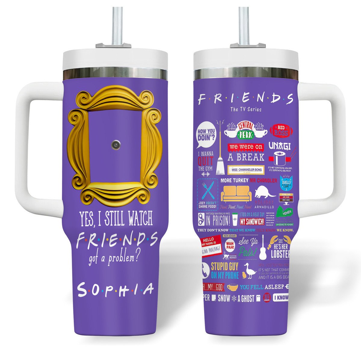 Friends Movies Stanley Tumbler With Handle Personalized Name St3937