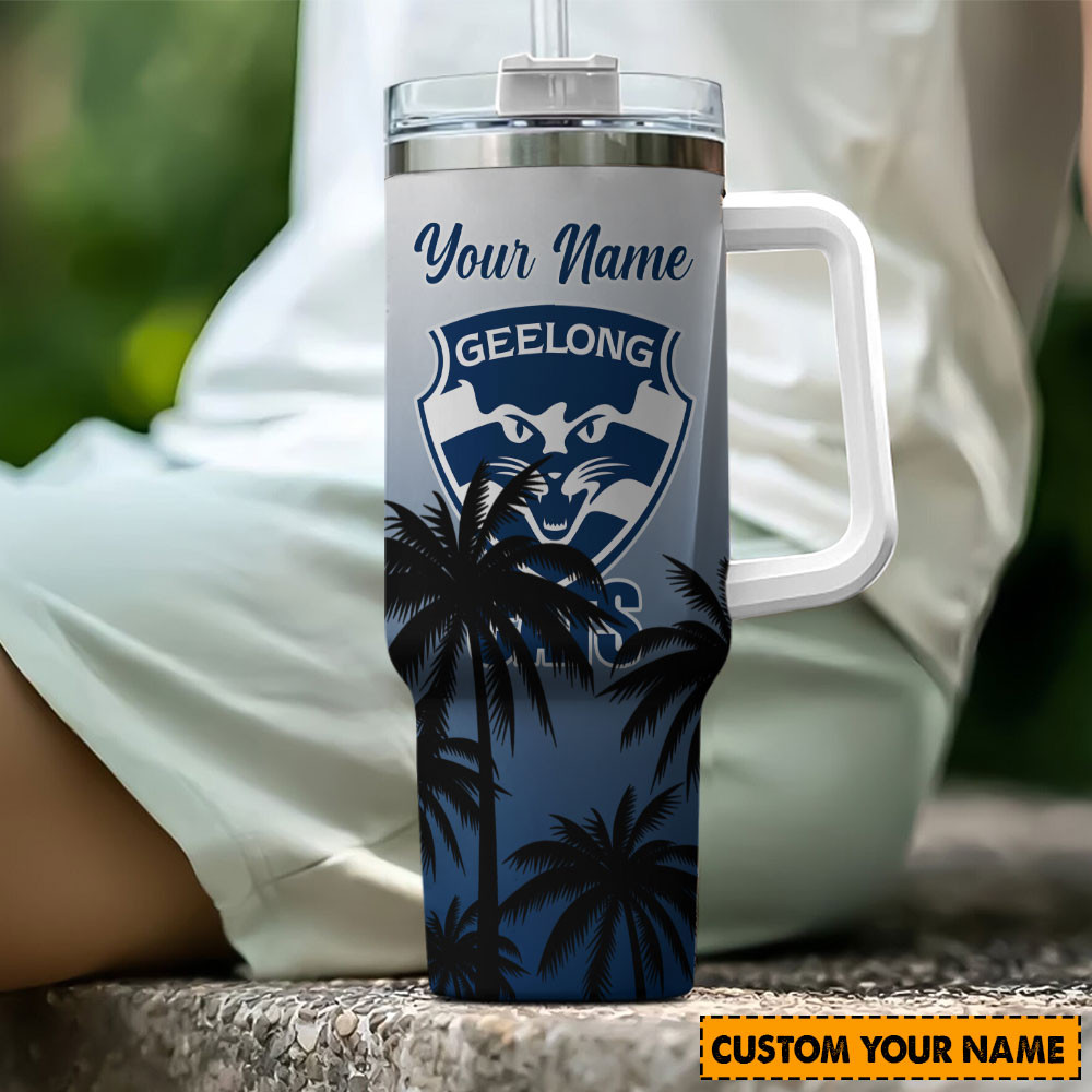 Geelong Cats AFL Stanley Tumbler With Handle Personalized Name St2429