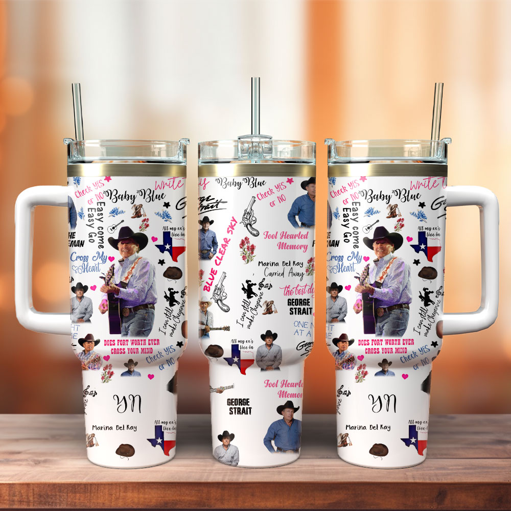 George Strait Country Music Singer Stanley Tumbler With Handle Personalized Name St4520