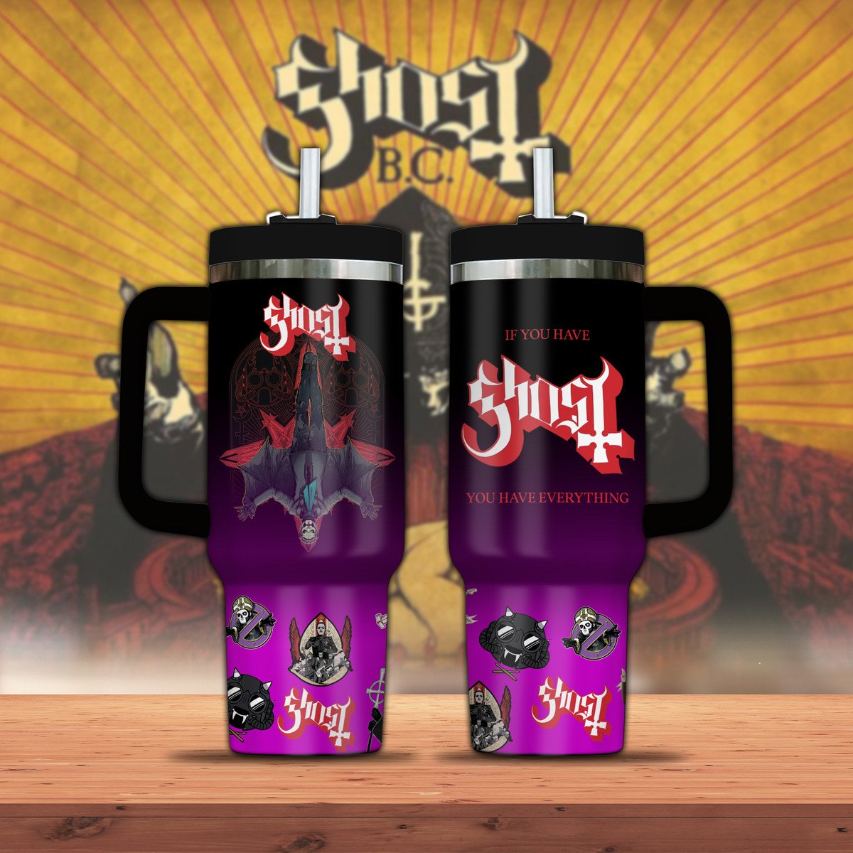Ghost Music Stanley Tumbler With Handle Personalized Name St6753