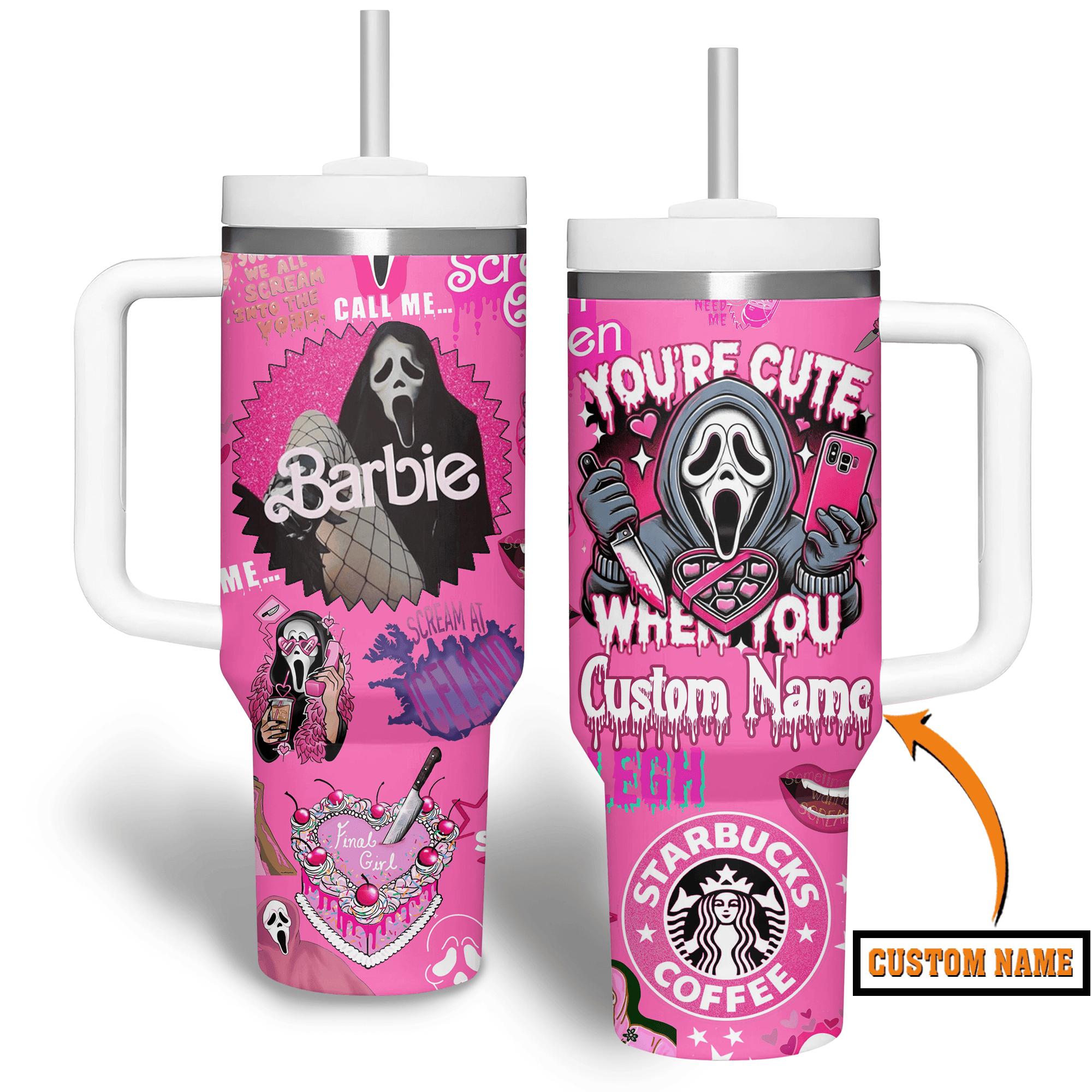 Ghostface Scream Movies Stanley Tumbler With Handle Personalized Name St7792