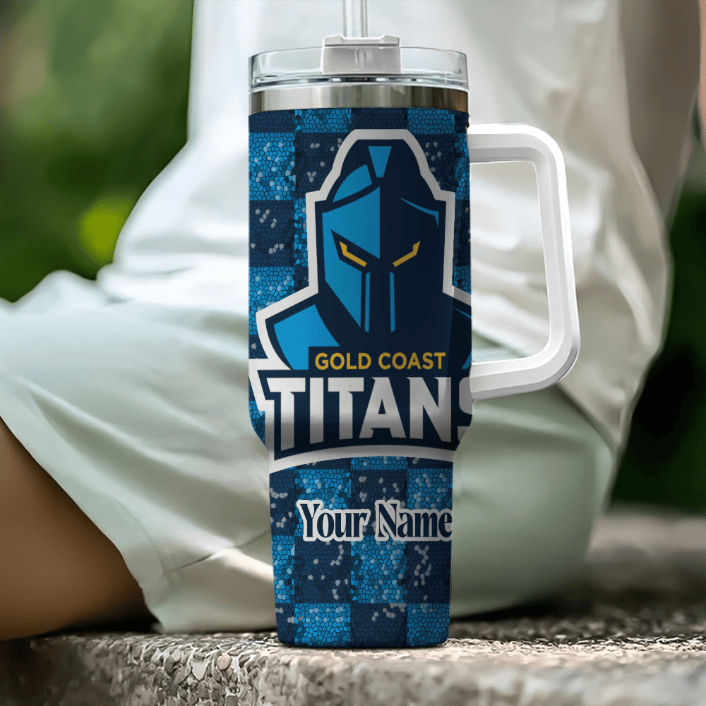 Gold Coast Titans NRL Stanley Tumbler With Handle Personalized Name St3020