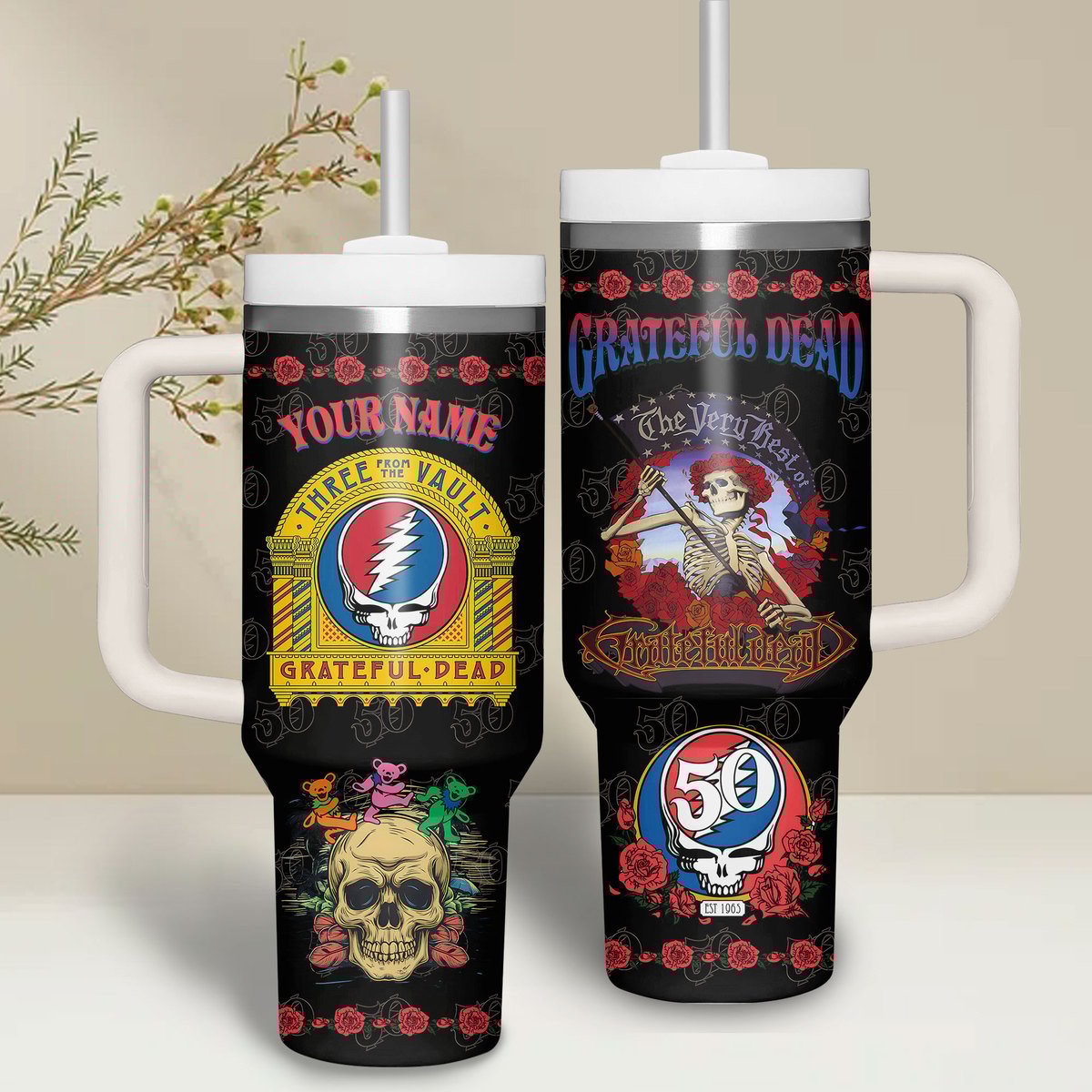 Grateful Dead Music Stanley Tumbler With Handle Personalized Name St7303