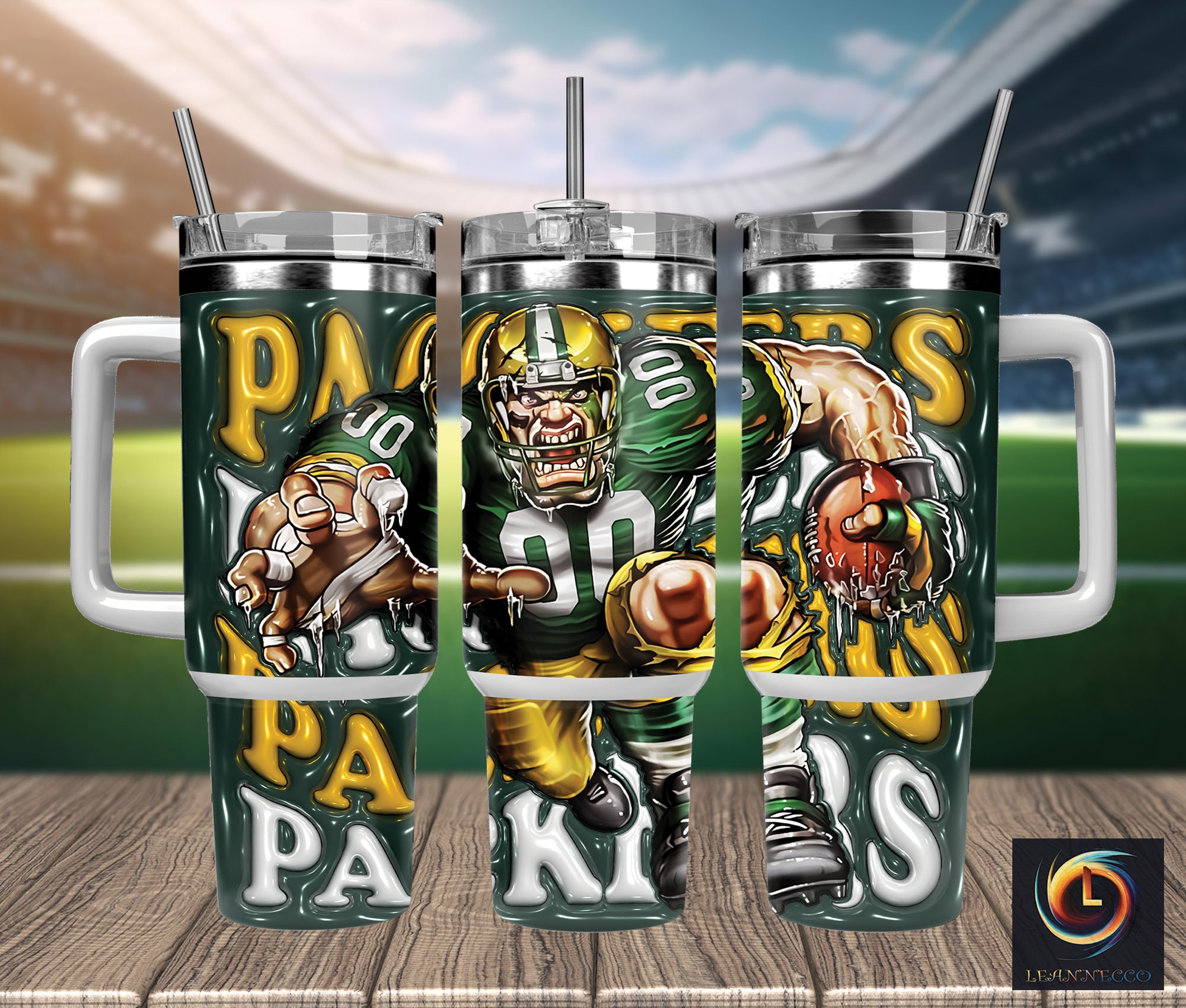 Green Bay Packers NFL Mascot Stanley Tumbler With Handle Personalized Name St5079