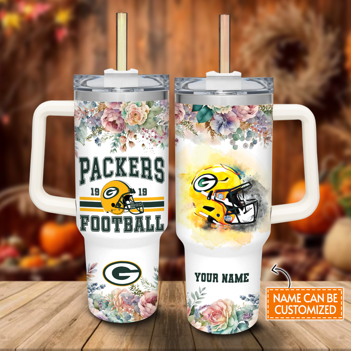 Green Bay Packers NFL Stanley Tumbler With Handle Personalized Name St4747