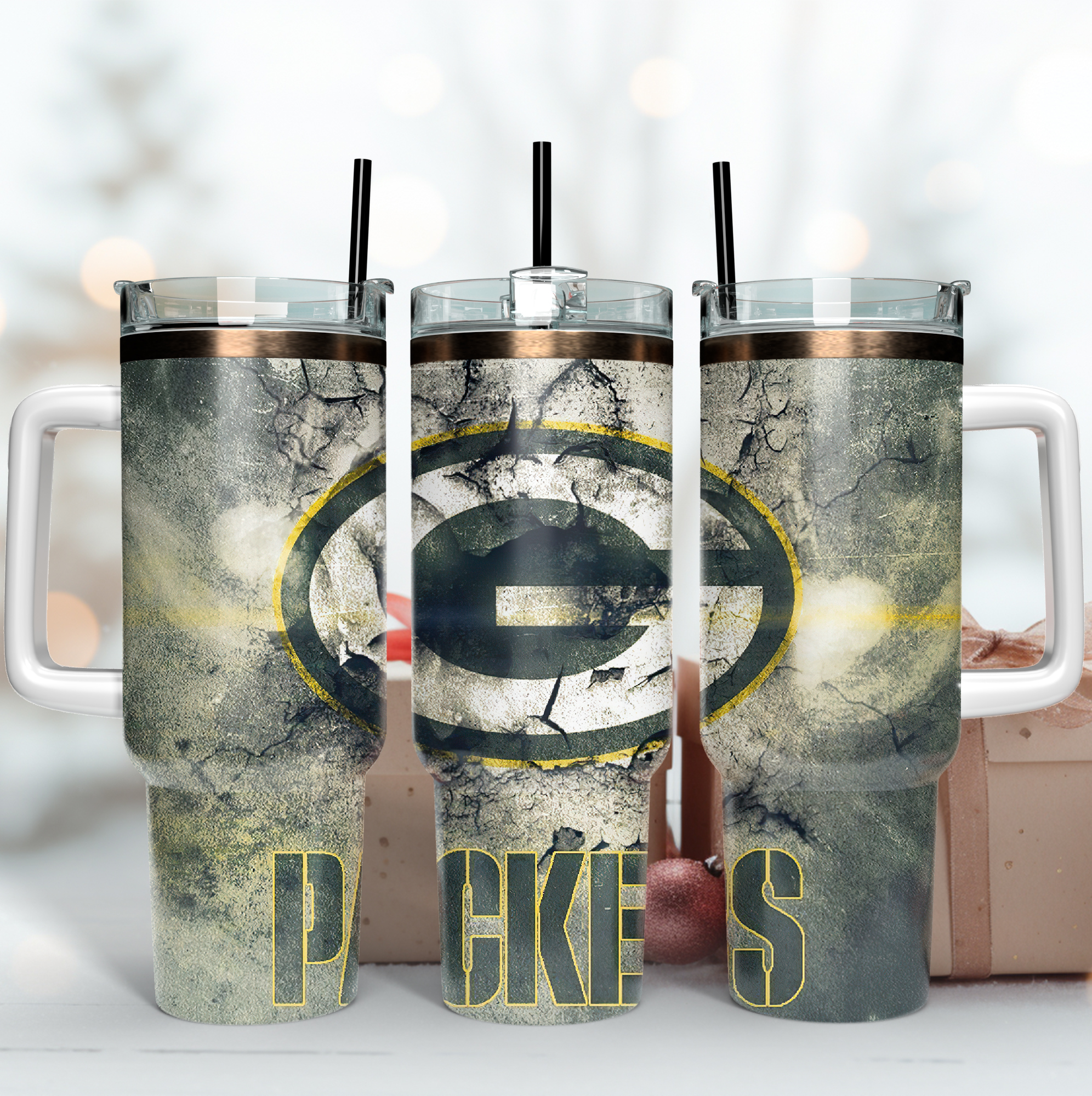 Green Bay Packers NFL Stanley Tumbler With Handle Personalized Name St9689