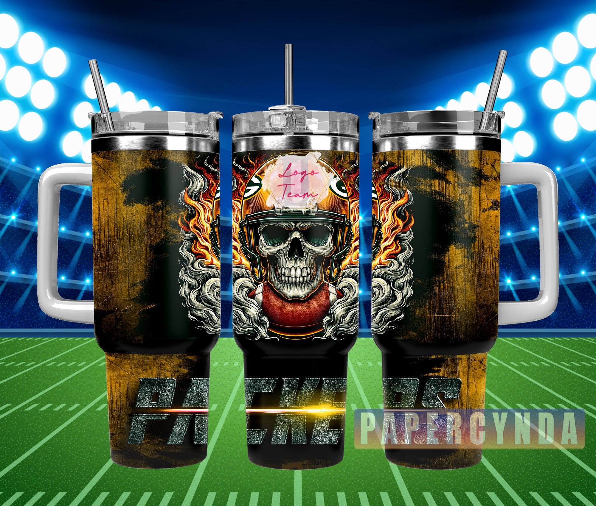 Green Bay Packers Stanley Tumbler With Handle Personalized Name St1185