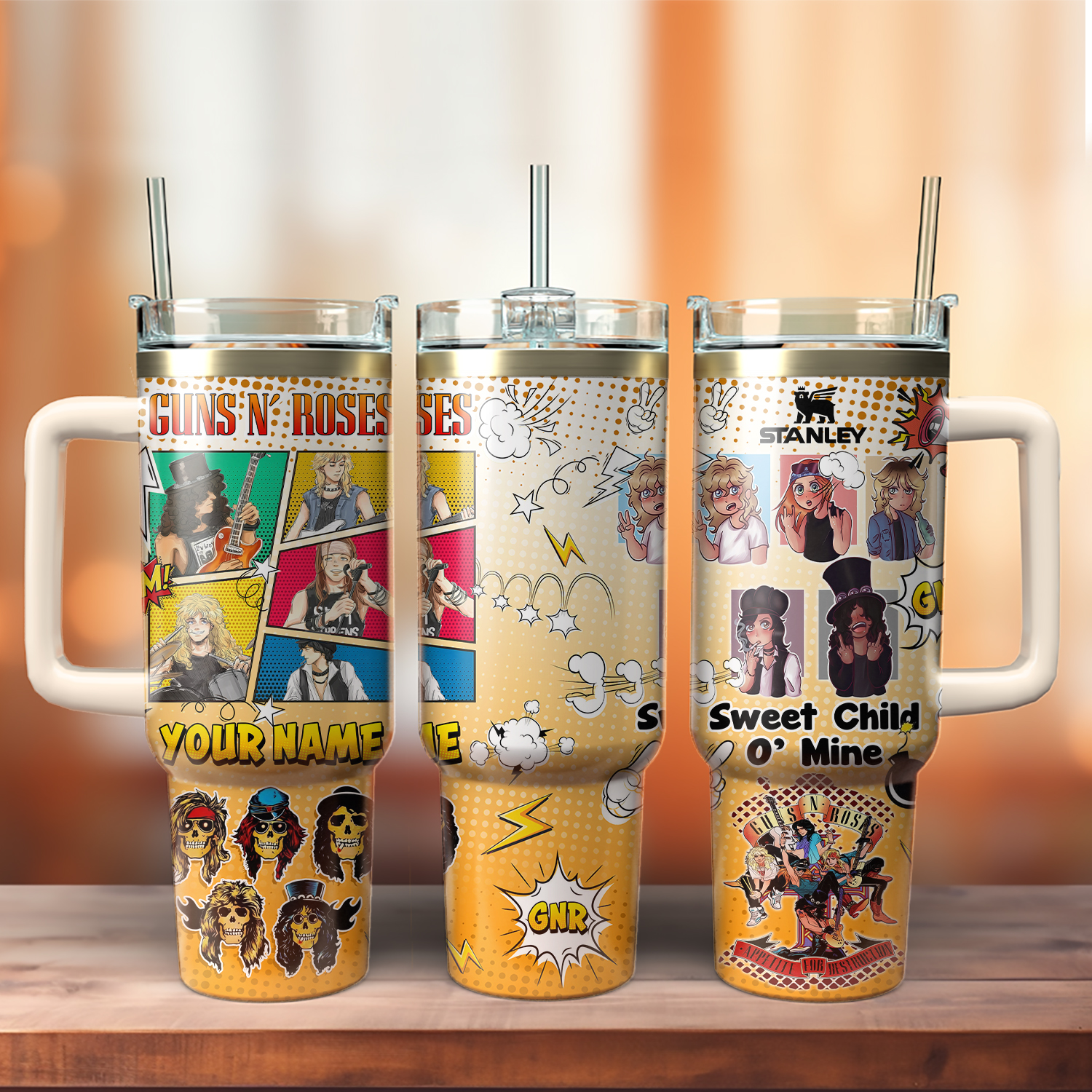 Guns N?Roses Music Stanley Tumbler With Handle Personalized Name St5653