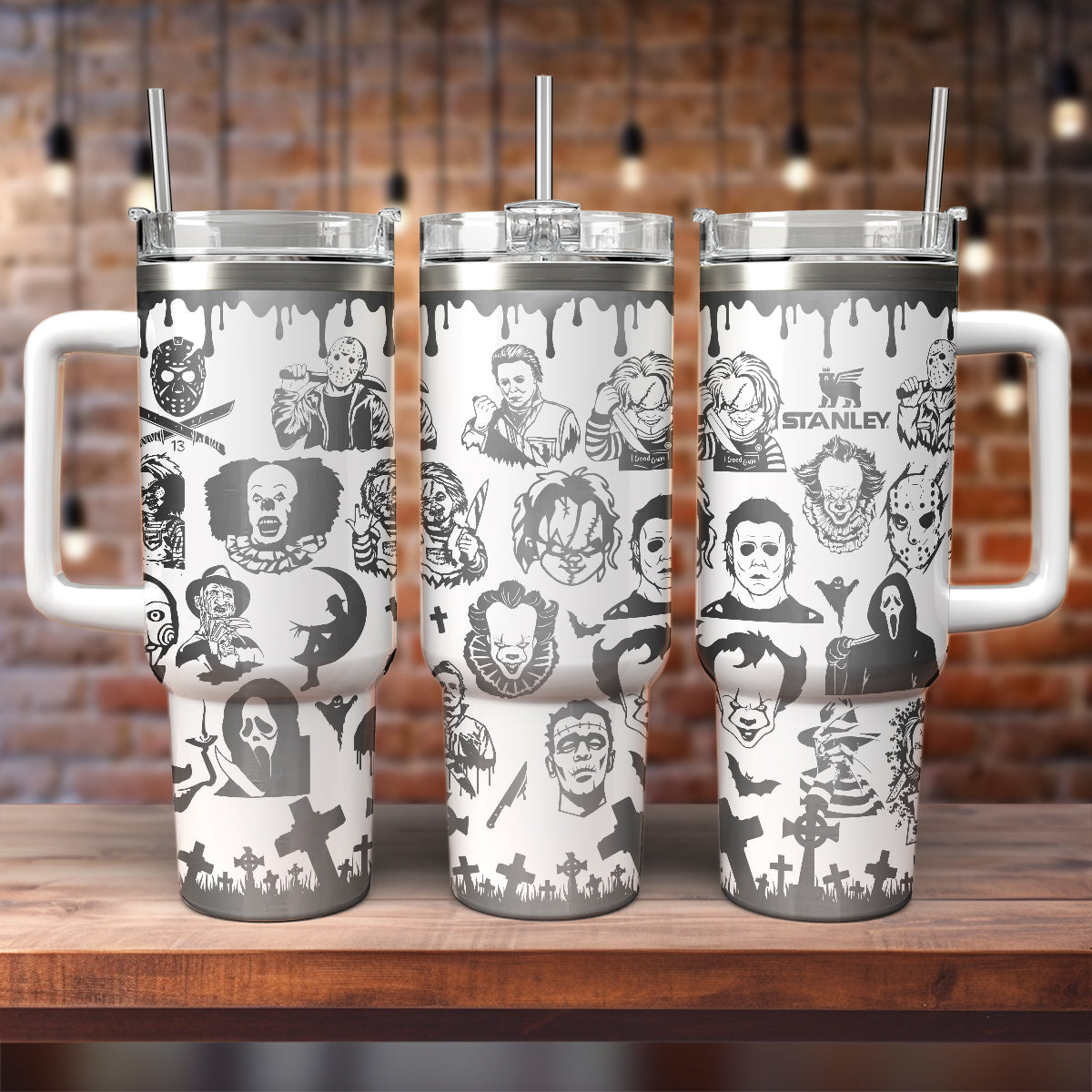Halloween Horror Characters Movies Stanley Tumbler With Handle Personalized Name St8014