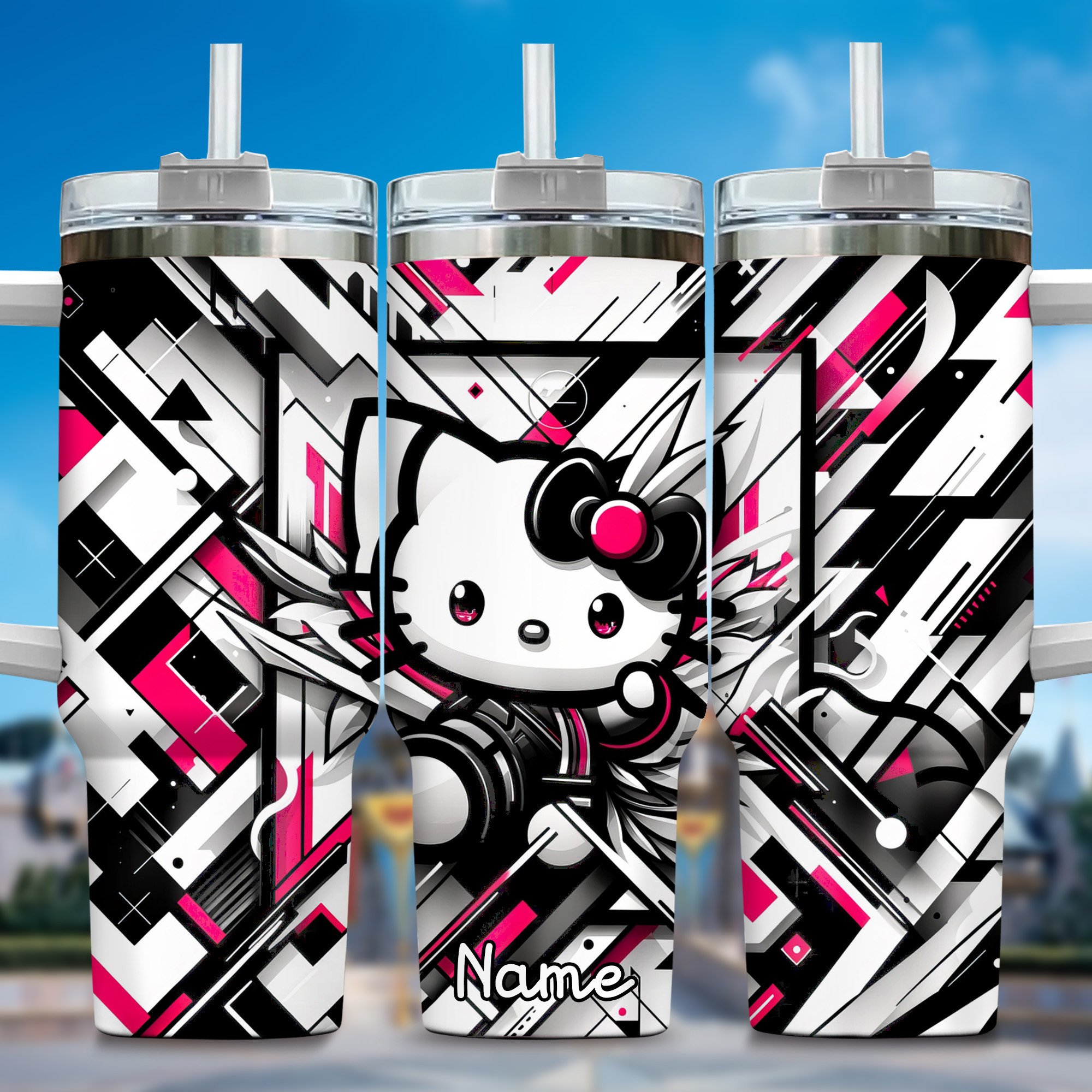 Hello Kitty Cartoon Stanley Tumbler With Handle Personalized Name St9719