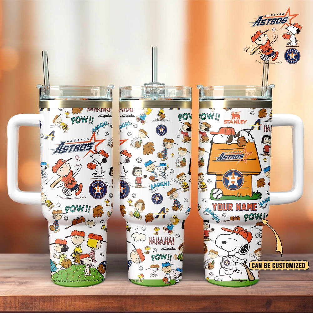 Houston Astros x Peanuts MLB Stanley Tumbler With Handle Personalized Name St5099